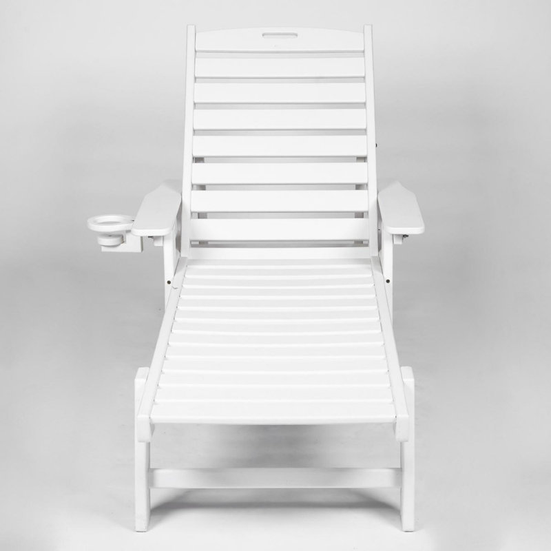 Chaise longue avec table d'appoint, ensemble de 3 chaises longues surdimensionnées, Blanc