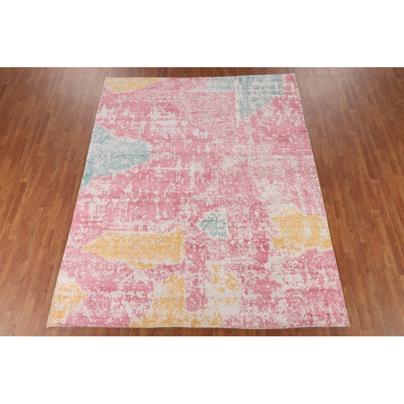 Tapis en laine rose 8 x 10