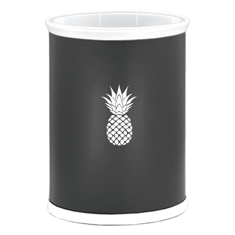 Ensemble 2 pièces Atsabe: poubelle ovale noire 13 pte et doublure (ananas)