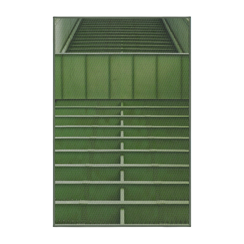 Tapis à motif géométrique vert, Rectangle 4 pi x 6 pi