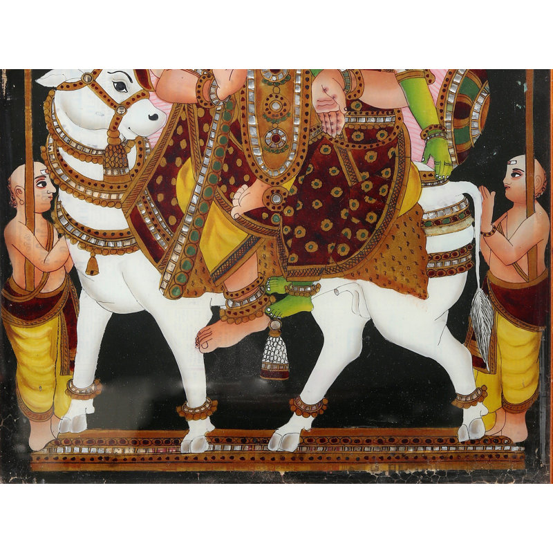 Pradosha Moorthy (Shiva Parvati) | Peinture sur verre avec cadre
