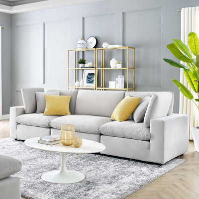 Modway Commix Down Filled Overstuffed Performance Velvet 3-Seater Sofa