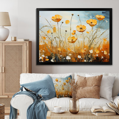 «Maret», jaune, bleu, boutons d'or, pastel, lueur, patchwork I - impression