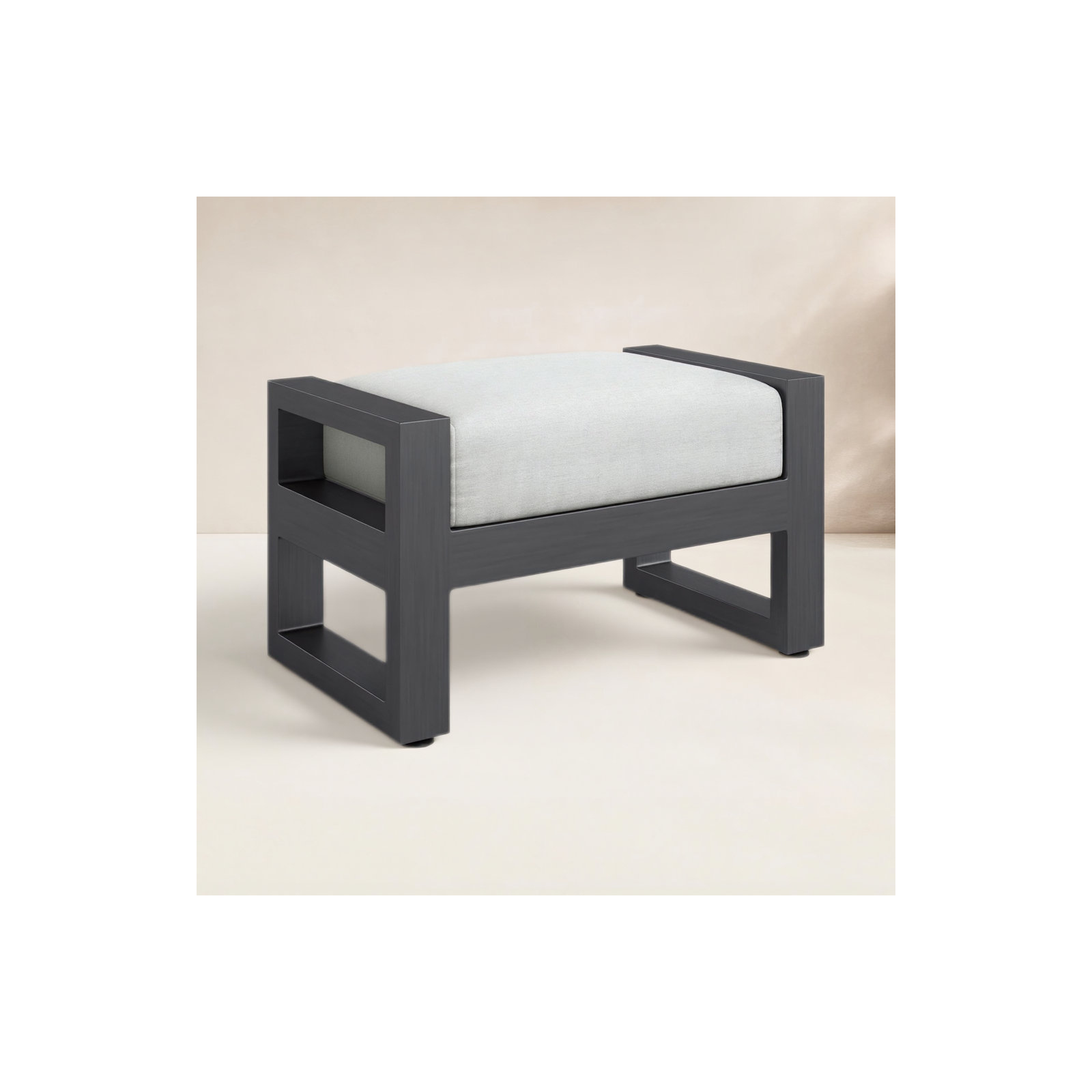 Georgie Upholstered Outdoor Ottoman with Sunbrella® Cushion, Cast Silver Sunbrella®