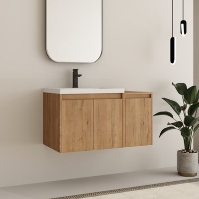 Ensemble de meuble-lavabo mural 36 po / 48 po / 60 po avec plateau en résine Bellmead
