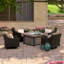 Ensemble de conversation en rotin de cinq articles Fionnula avec plusieurs chaises et housses de coussin Sunbrella-26579256
