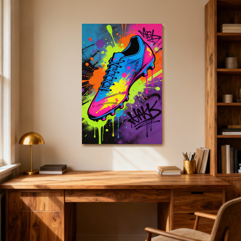 Toile abstraite colorée avec graffiti, H 24 po x l 16 po