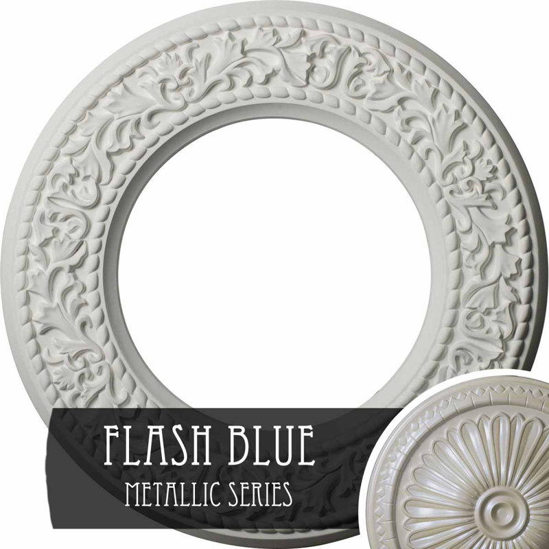 Médaillon de plafond Blackthorn Endurathane, P 13 3/8 po x P 7 1/2 po x P 3/4 po (convient aux auvents jusqu'à 7 1/2 po), finition bleu flash peinte à la main