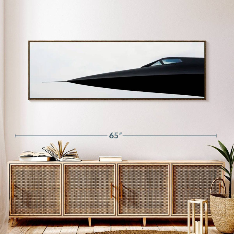 Avion militaire Blackbird, 57 po x 19 po, Cadre flottant noyer