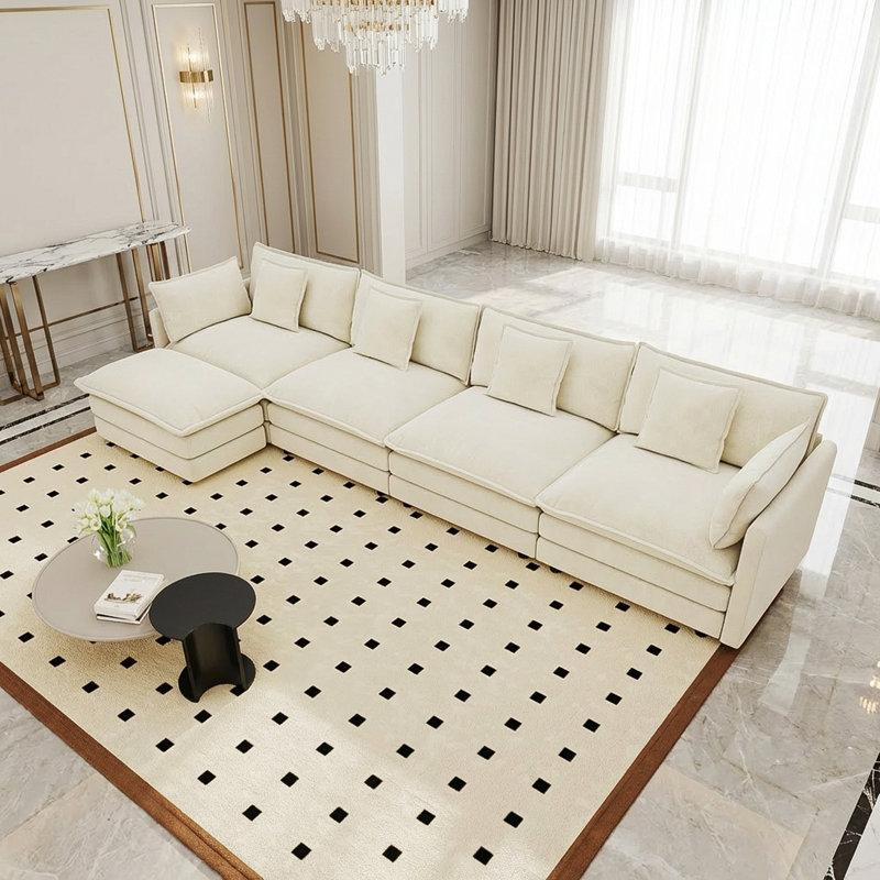 Canapé modulaire modulaire pour salon Hibbell, Chenille beige