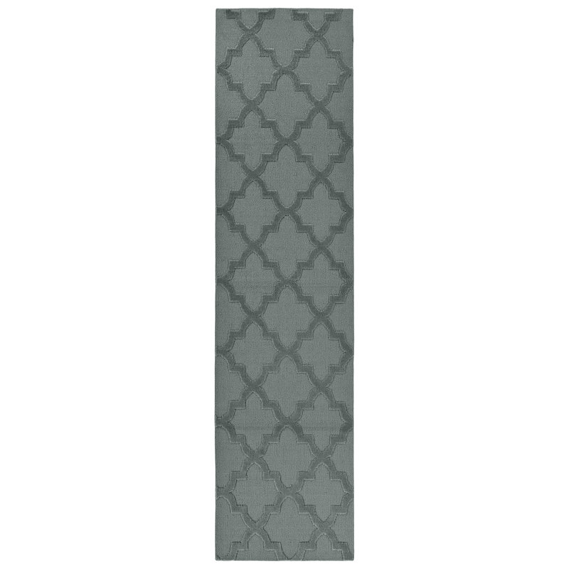 Sea Foam Nasturtium Cut-loop Trellis Area Rug by, Rectangle 3' x 12'