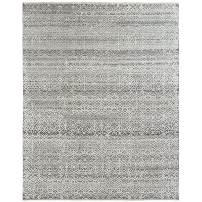 Wool Geometric Area Rug in Gray