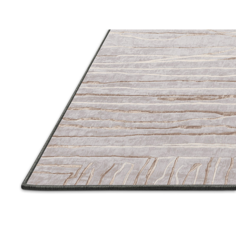 Tapis gris soyeux et moelleux, Rond 7 pi
