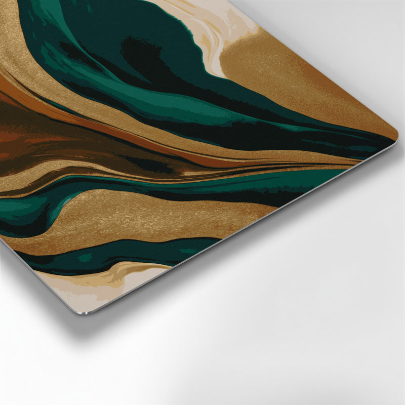 Art mural abstrait en métal vert 69, H 12 po x l 12 po