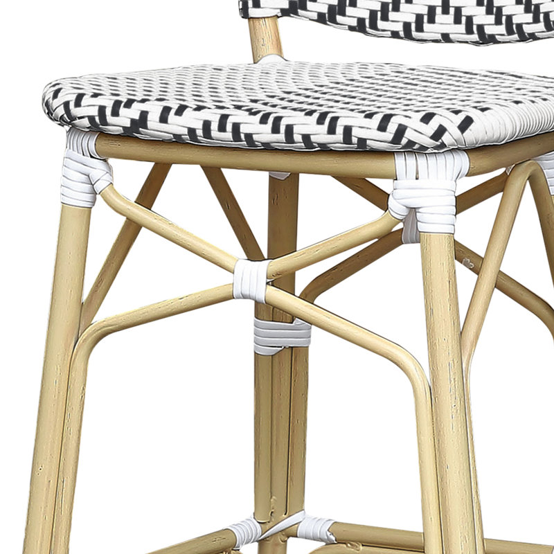 Fetzer 29.75" Patio Bar Stool, Black/White