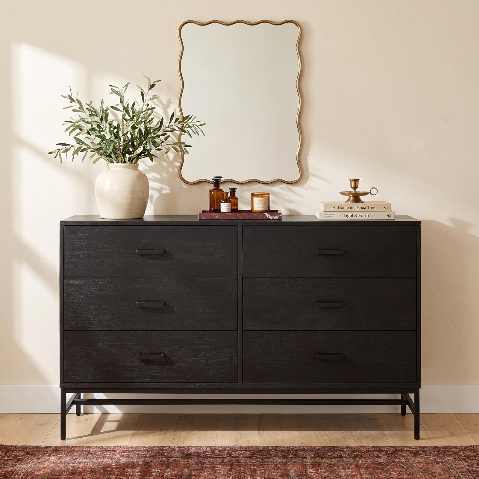 56" Mango Double Dresser, Black