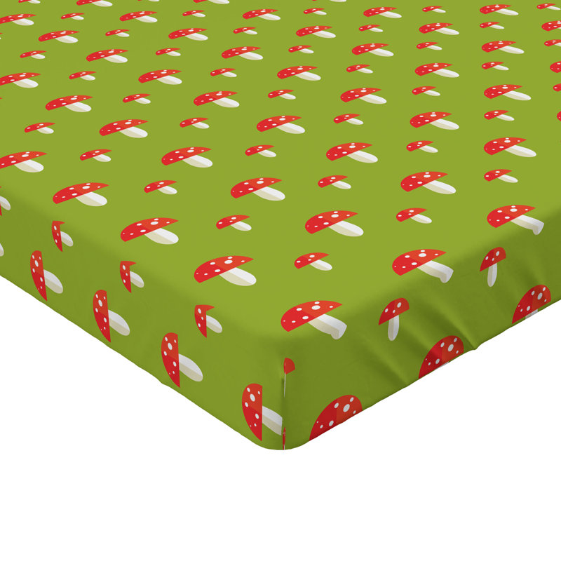 Ambesonne Mushroom Fitted Sheet 2-Pack Toadstools Apple Green Vermilion, California King Fitted Sheet