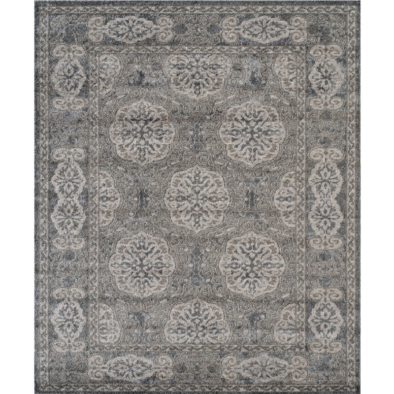Tapis performance à poils courts et motif médaillon traditionnel Honig, Rectangle 2 pi x 3 pi