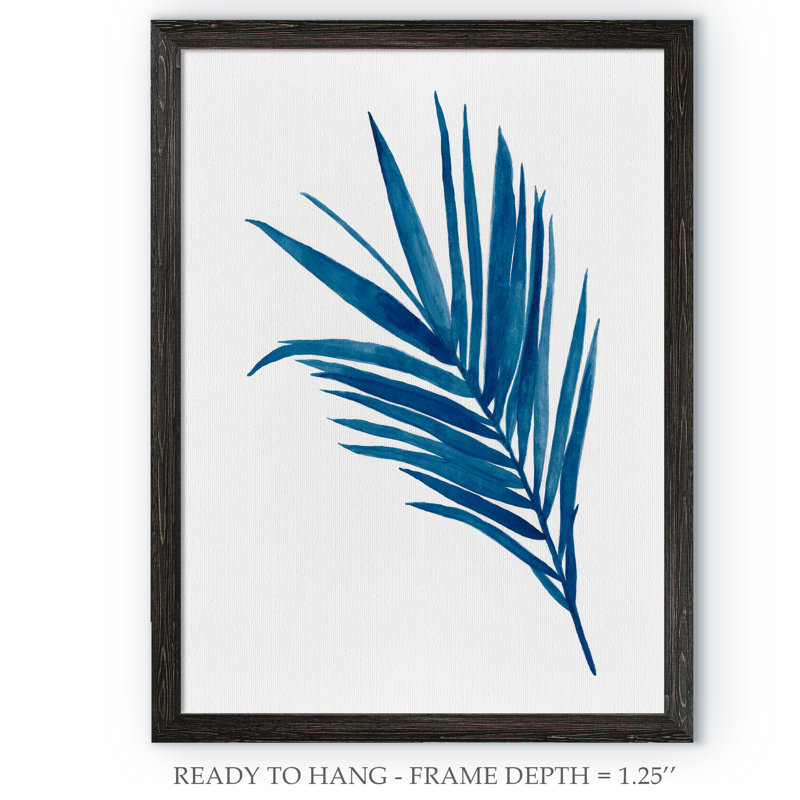 Indigo botanica iii-reproduction d’art encadrée, Toile avec encadrement ébène, H 28 po x l 38 po x P 1,3 po