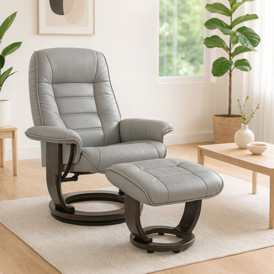Sawyer Leather Recliner With Matching Ottoman