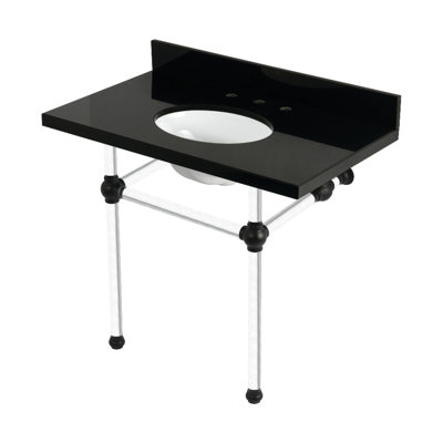 Kingston Brass Templeton 36-Inch Black Granite Console Sink with Acrylic Legs (8-Inch, 3-Hole)