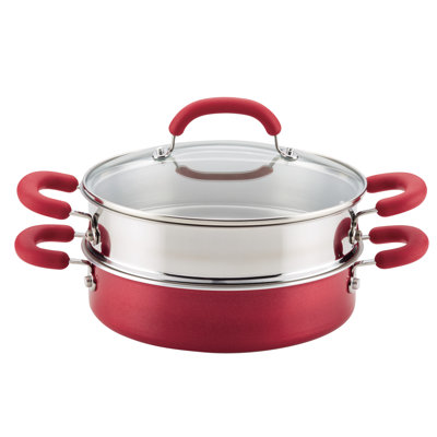 Rachael Ray Create Delicious Hard Anodized Aluminum Nonstick Induction Steamer Set, 3-Quart