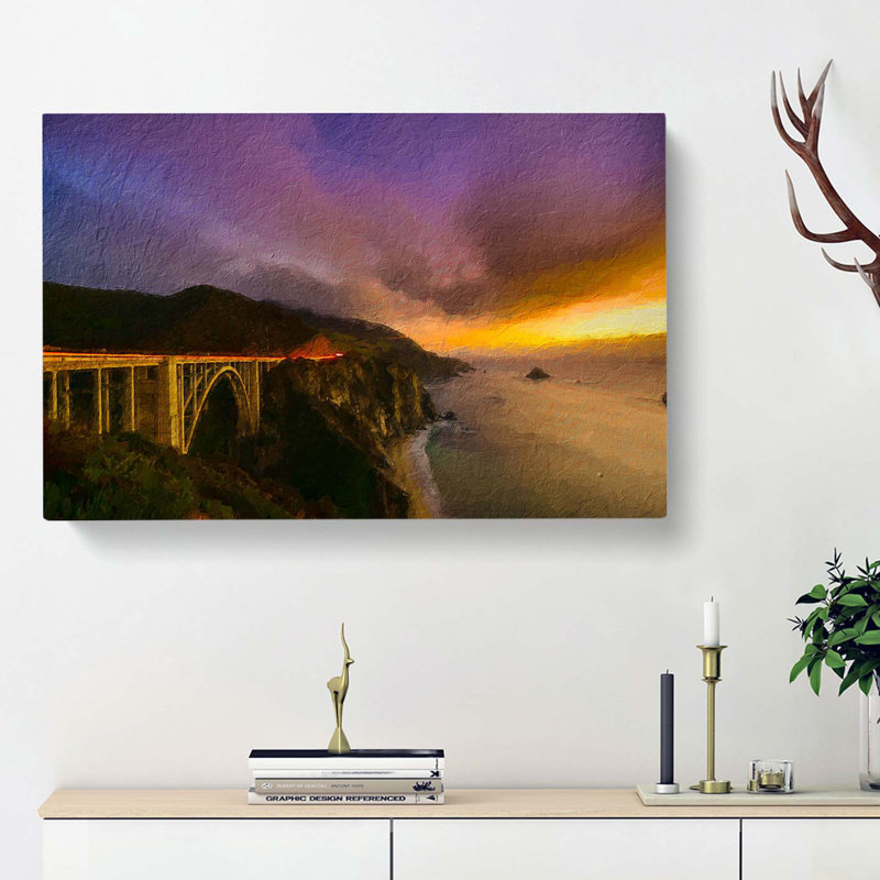 Bixby Bridge in California by Bridge In California - Wrapped Canvas, 50cm H x 76cm W x 3cm D