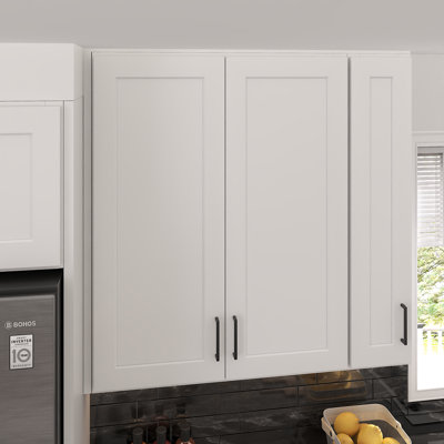 Armoire de cuisine murale Shaker blanche à 2 portes et 3 tablettes Shaker Furinno, prête à assembler, l 33 po x P 12 po x H 42 po, blanc