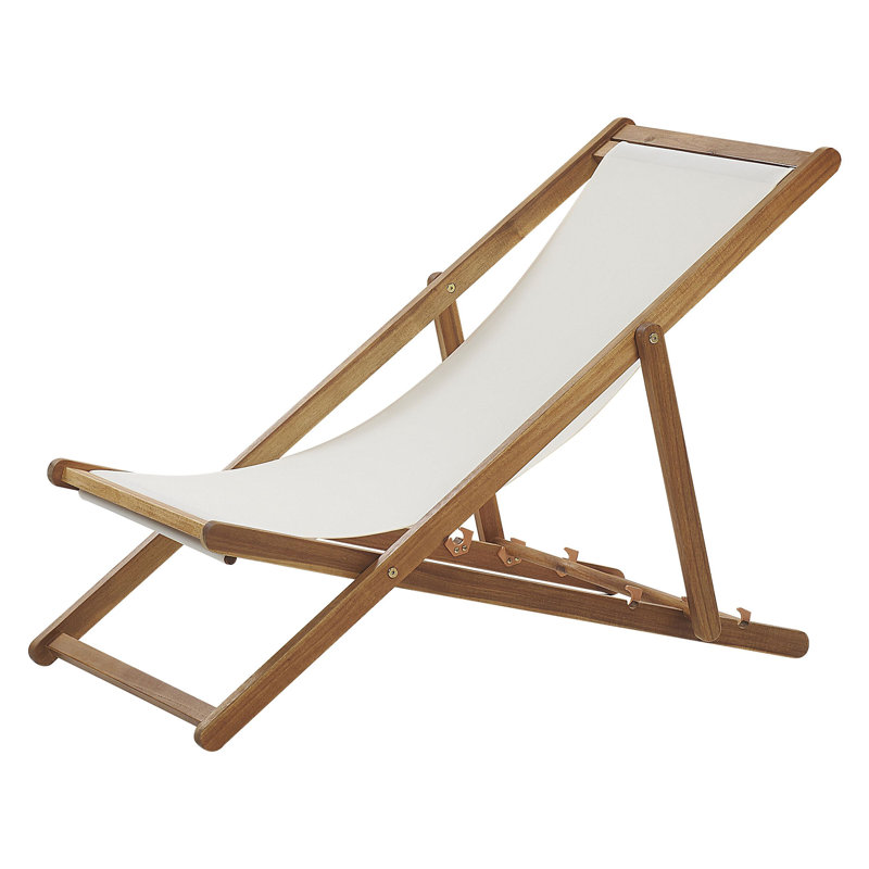Calianna 128cm Long Reclining Acacia Single Chaise, Brown Wood