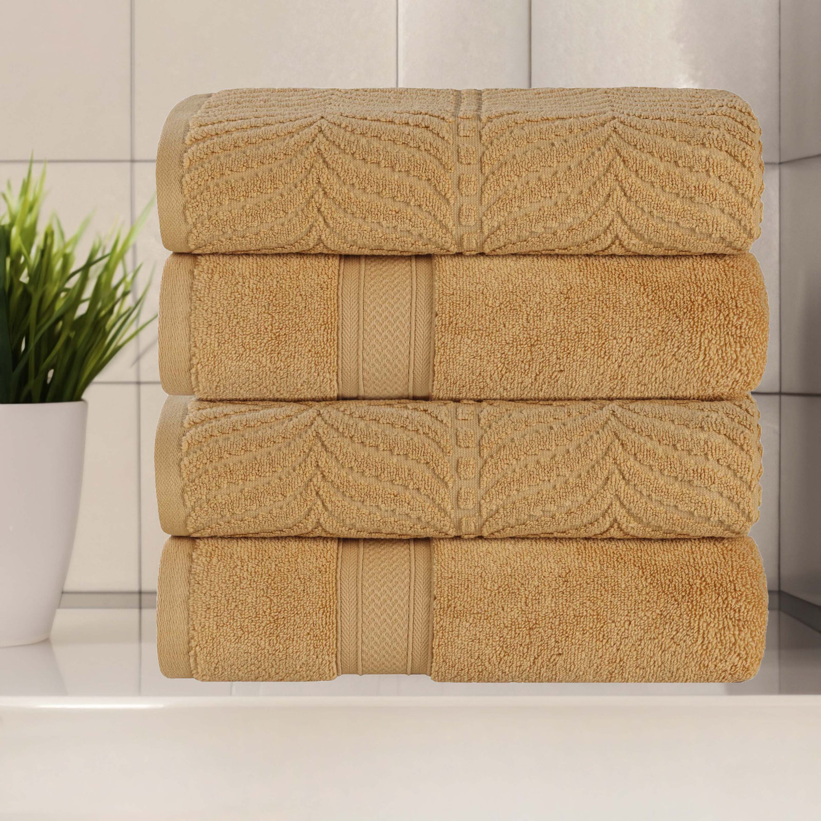 Orelia Cotton Bath Towel, Gold