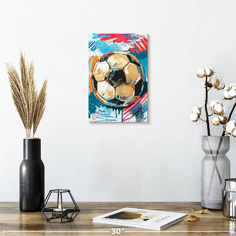 «Fun Soccer Ball», reproduction sur toile tendue, H 12 po x l 8 po x P 1 po