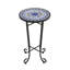 Table d'appoint de patio avec plateau en céramique résistant aux intempéries - couleur bleu + noir, pieds stables pour un aspect patiné inégal et élégant