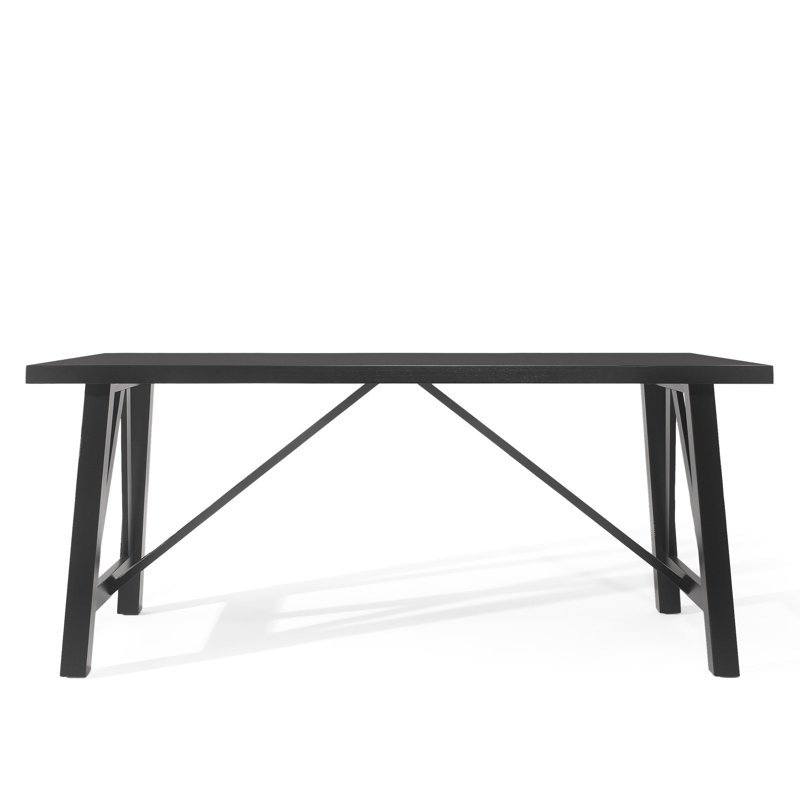 de salle à manger de style avec bois d'hévéa, l 71,22 po x P 44,50 po x P 30,01 po, noir mat, bois massif et matériau en bois d'hévéa stable, assemblage requis