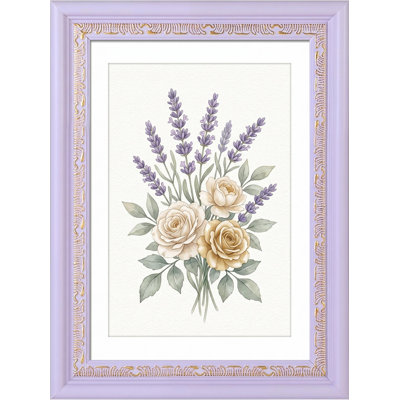 Purple Ornate Picture Frame with Mat for Wall or Tabletop Display