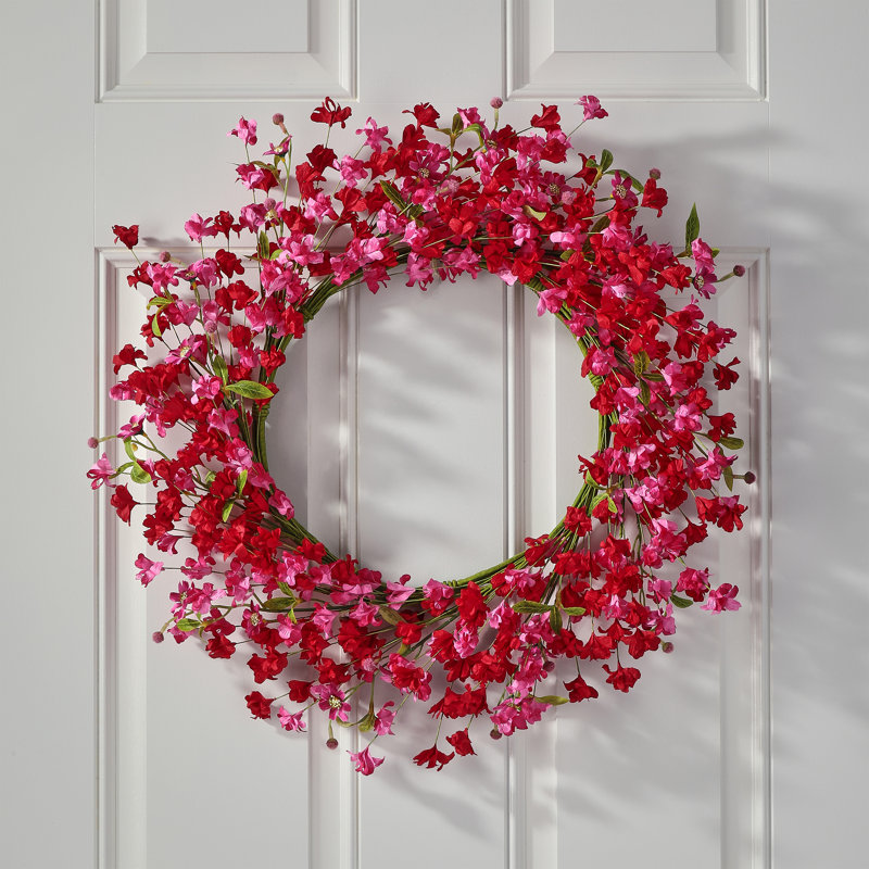 Couronne de fleurs roses 24 po