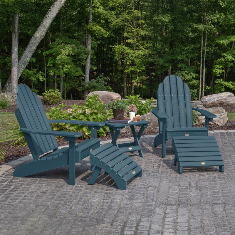 Chaise Adirondack en plastique avec repose-pieds Milaca, Bleu Nantucket