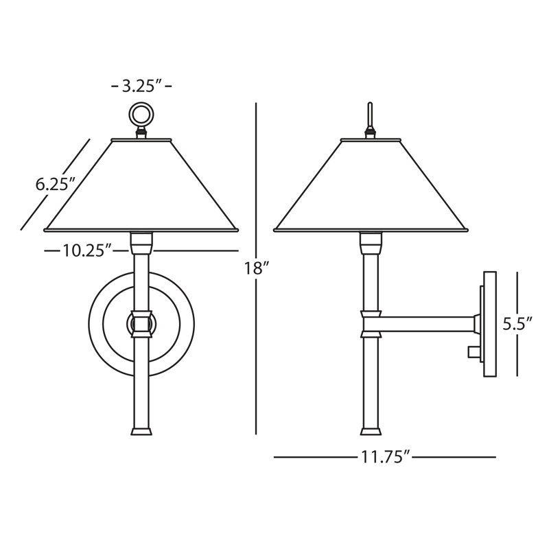 Aaron 1 - Light Wallchiere, Deep Patina Bronze/Warm Brass