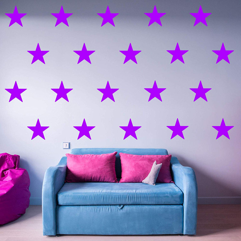Adhésif décoratif étoile filles de chambre (ensemble de 20) Westboro, H 8 po x l 8 po x P 0,01 po, Mauve