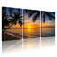 Palmiers, coucher de soleil, plage, palmiers, océan, ciel, reflet, sable, ensemble de 3 impressions sur toile-515854916