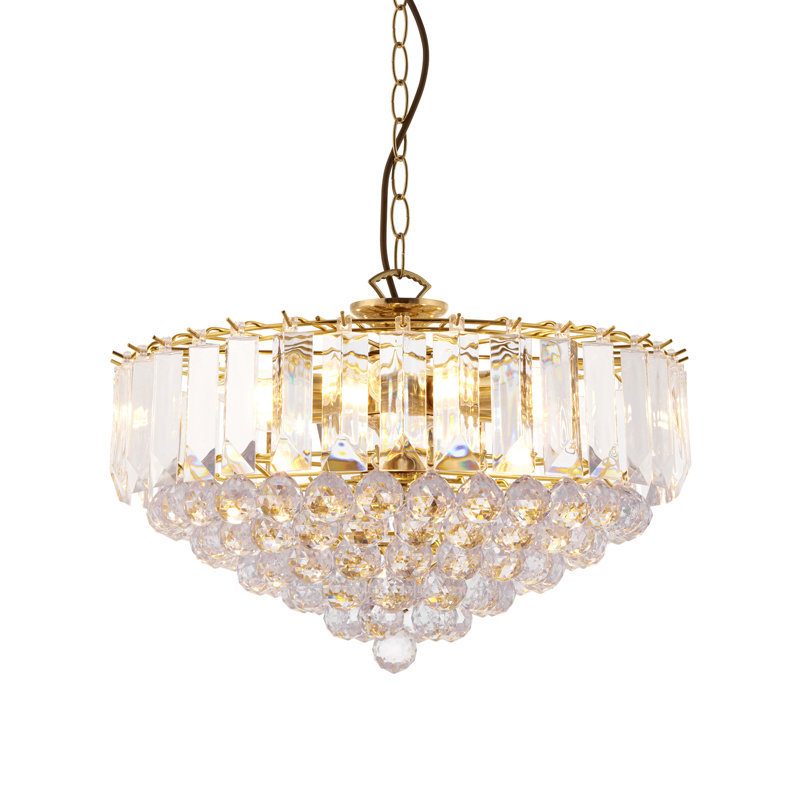 Kacey Crystal Chandelier, 42cm H x 45 cm W x 45 cm D, 6, Bright Brass Plate