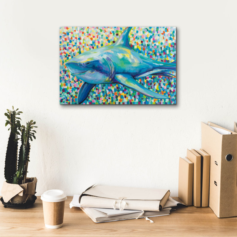 «Chatham Shark» par Jeanette Vertentes, art mural sur toile, H 12 po x l 18 po x P 0,75 po
