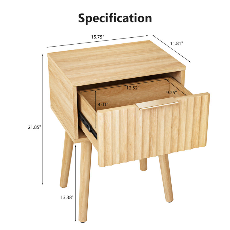 Table d'appoint en chêne de 15,7 po de largeur (2 pièces), Chêne