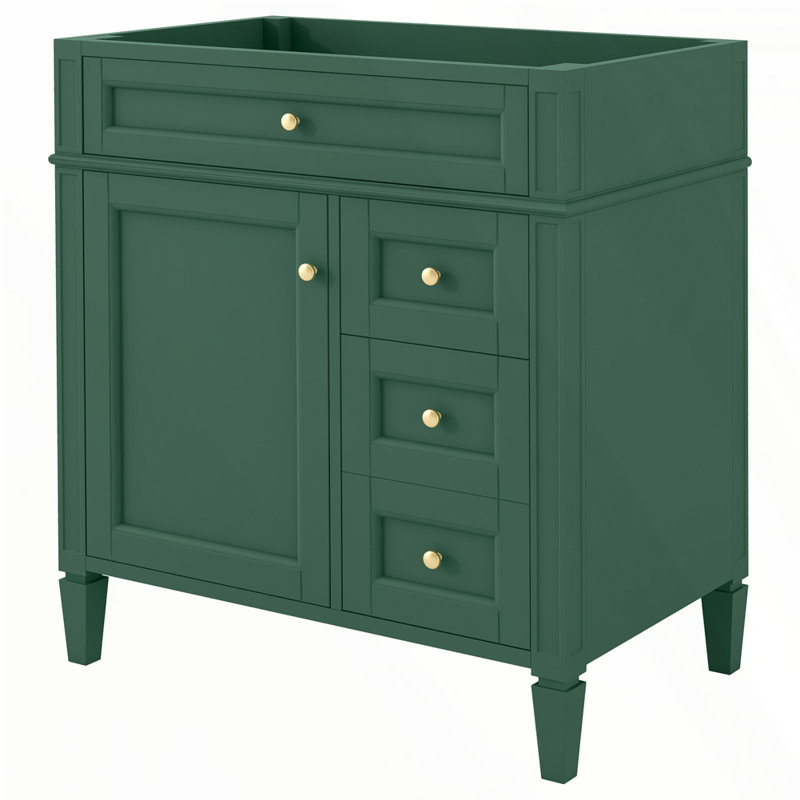 Meuble-lavabo de 30 po sans lavabo supérieur, Vert, Doré