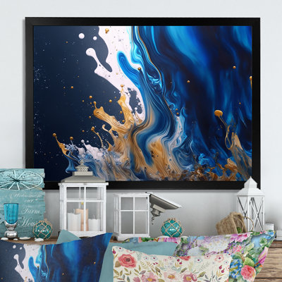 «Ice Paint Splash I», art mural encadré à spirales abstraites