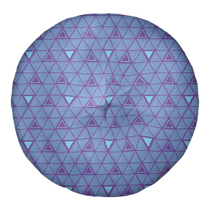 Coussin de sol classique à motif de triangles dessinés à la main, 30 po x 30 po, Mauve/bleu sarcelle