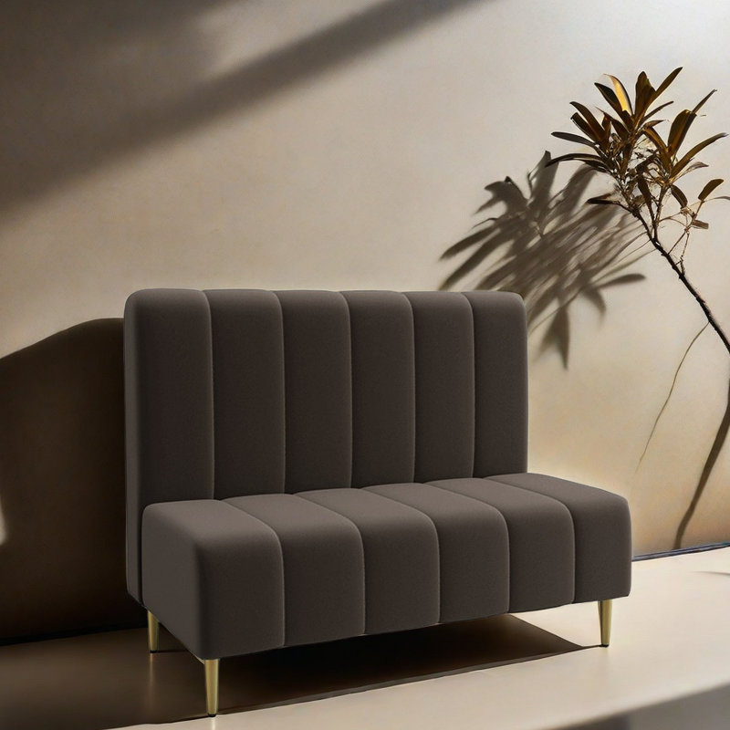 Banc rembourré en velours, Café