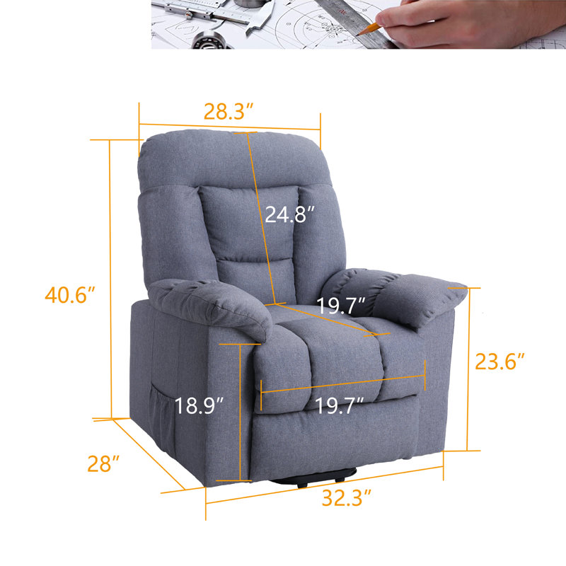 Fauteuil inclinable électrique lève-personne, Mélange de lin gris