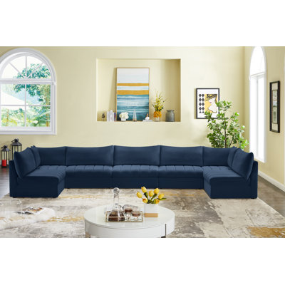 Ensoll 177" Wide Velvet Reversible Modular Corner Sectional