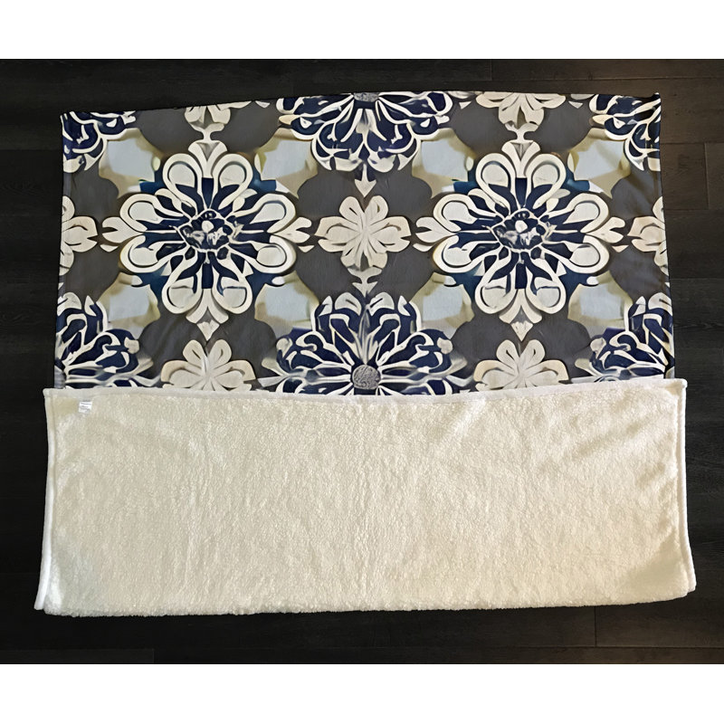 Throw Blanket, 51" W x 60" L, Floral/Abstract, Gray/Blue