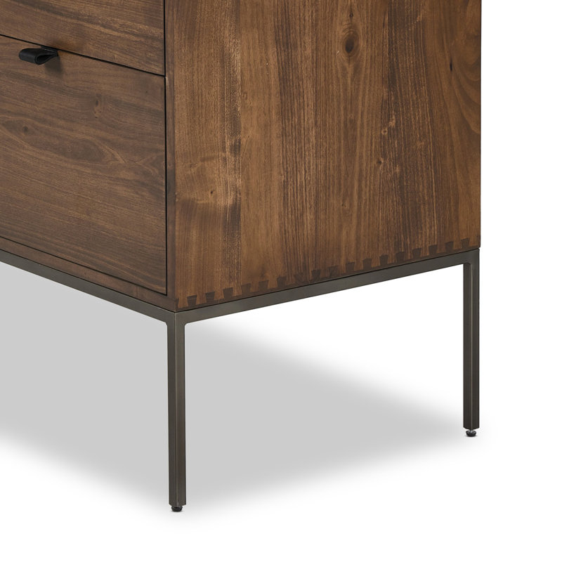Trey 4 - Drawer Solid Wood File Cabinet, Brown